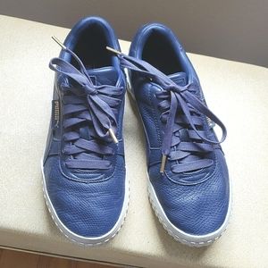 Puma Cali Emboss Low-Top Leather Sneakers in Navy Size 9.5